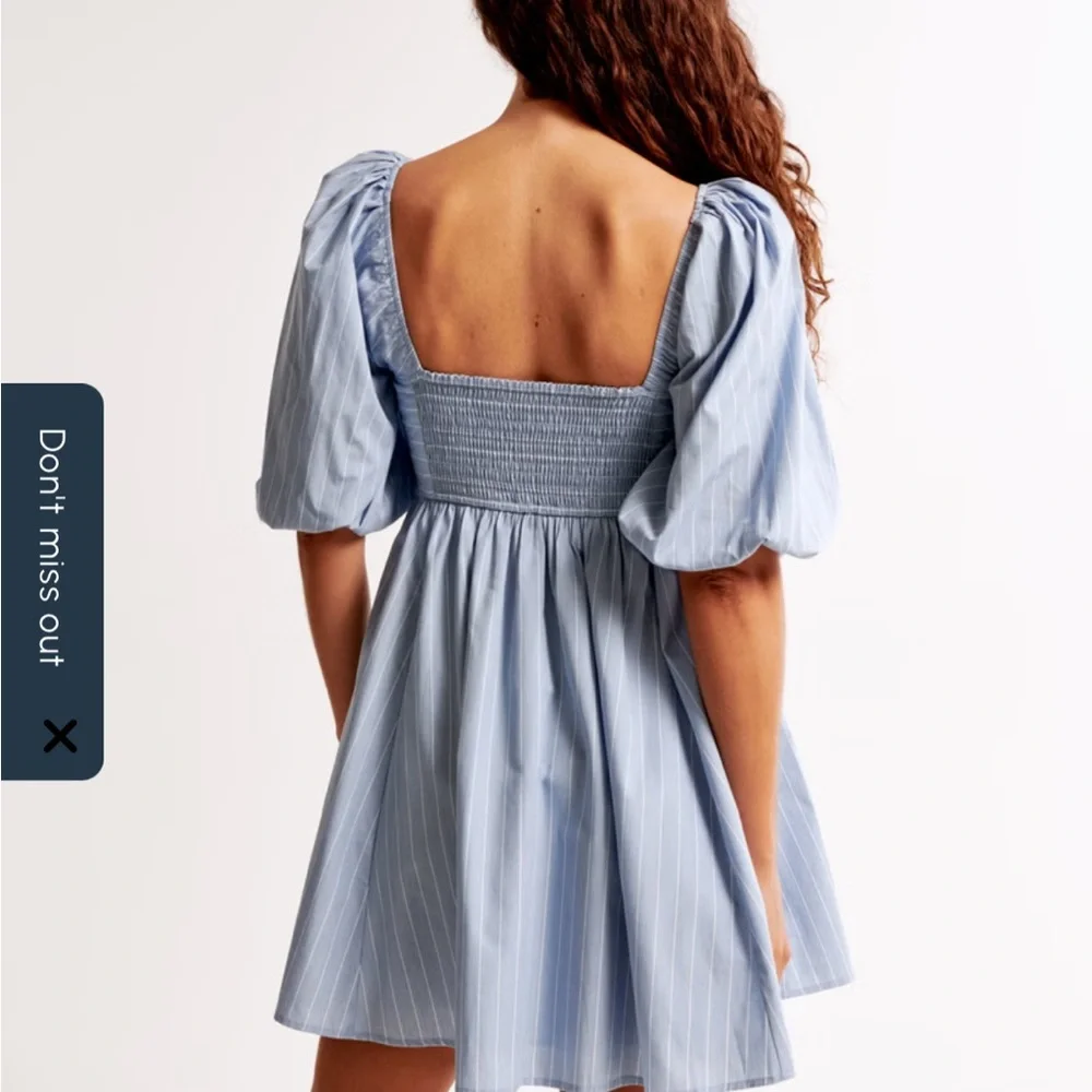 Abercrombie & Fitch Light Blue Puff Sleeve Mini Dress - Picture 5 of 6